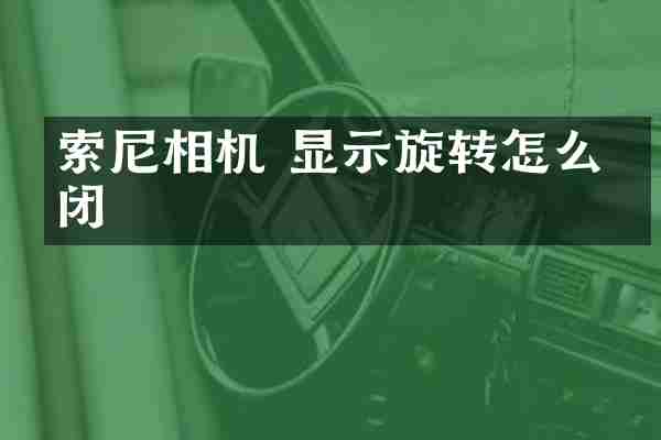 索尼相机 显示旋转怎么关闭