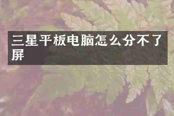 三星平板电脑怎么分不了屏