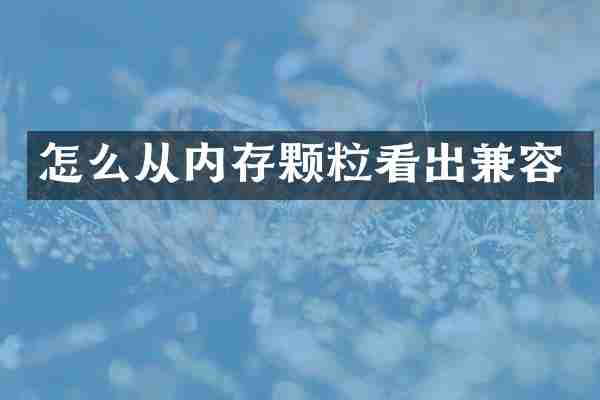 怎么从内存颗粒看出兼容