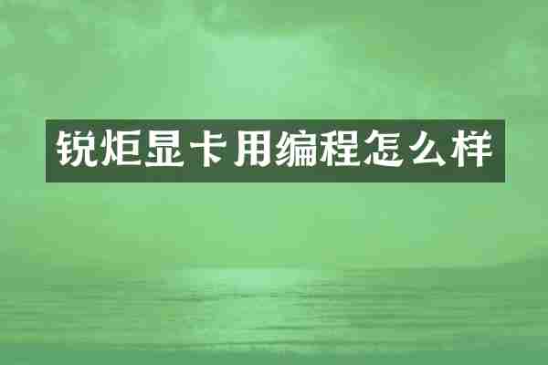 锐炬显卡用编程怎么样