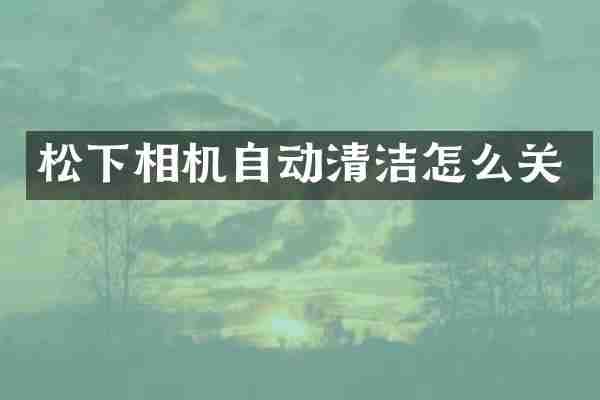松下相机自动清洁怎么关
