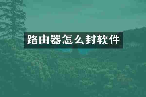 路由器怎么封软件
