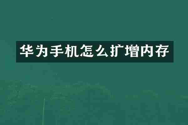 华为手机怎么扩增内存