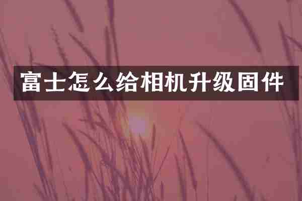 富士怎么给相机升级固件
