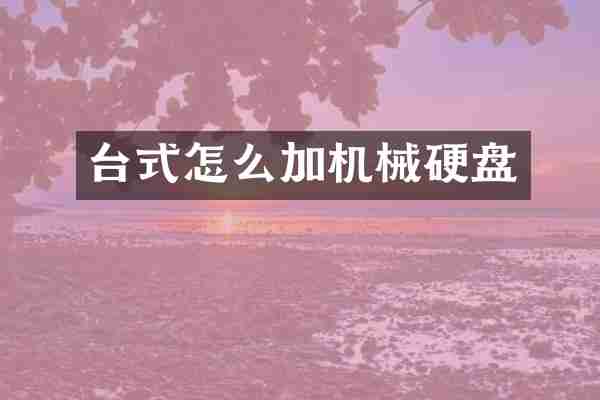 台式怎么加机械硬盘