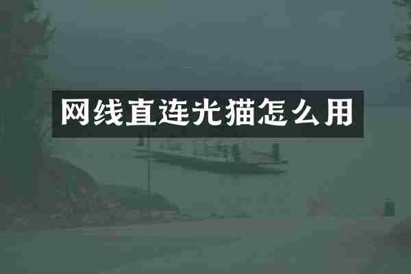 网线直连光猫怎么用