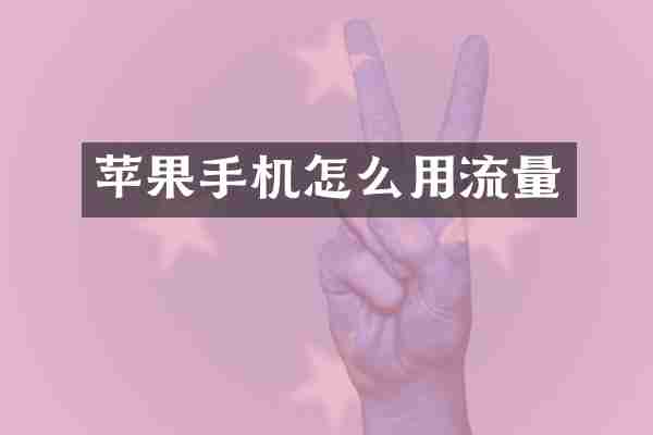苹果手机怎么用流量