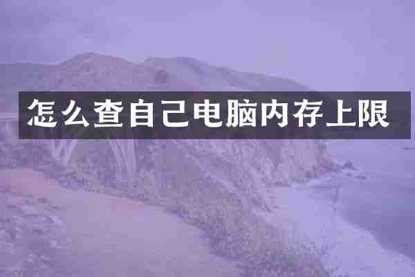 怎么查自己电脑内存上限