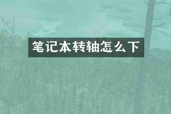 笔记本转轴怎么下