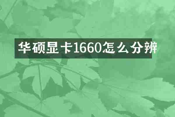 华硕显卡1660怎么分辨