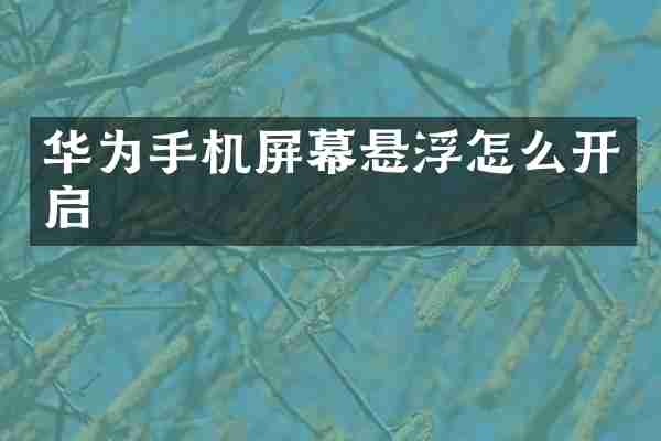 华为手机屏幕悬浮怎么开启