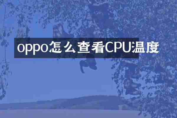 oppo怎么查看CPU温度