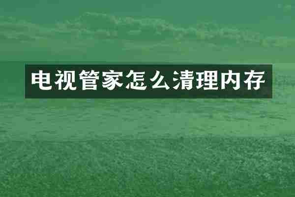 电视管家怎么清理内存