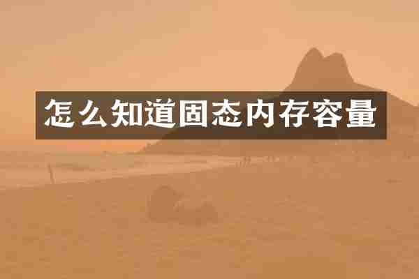 怎么知道固态内存容量
