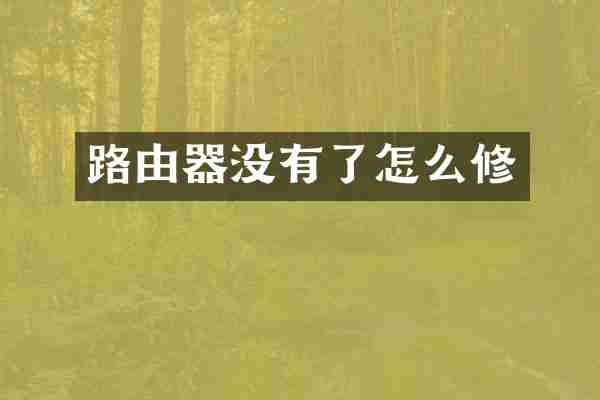 路由器没有了怎么修
