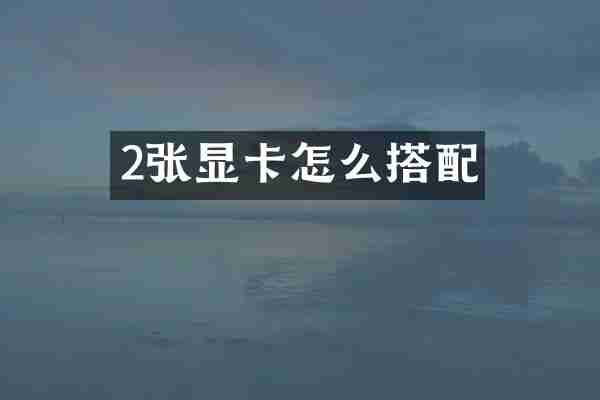 2张显卡怎么搭配