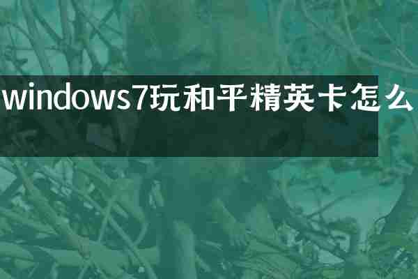 windows7玩和平精英卡怎么办