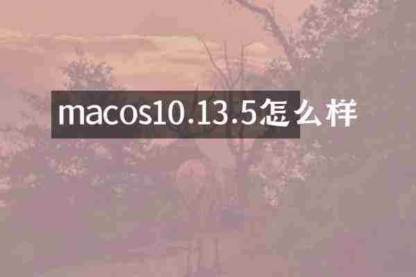macos10.13.5怎么样