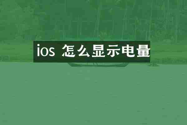 ios 怎么显示电量