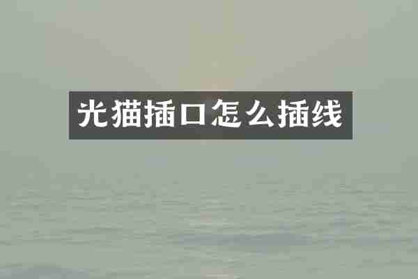 光猫插口怎么插线