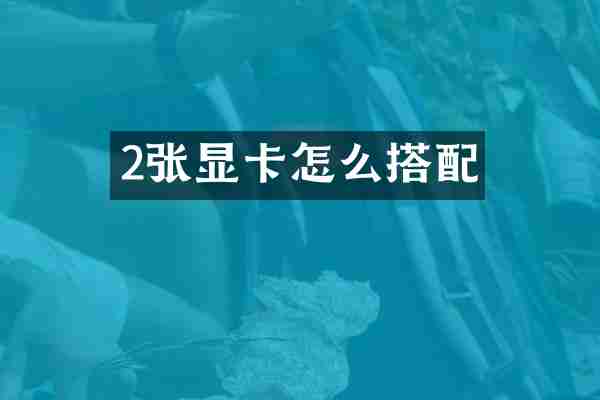 2张显卡怎么搭配