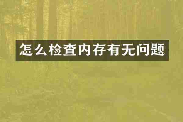 怎么检查内存有无问题