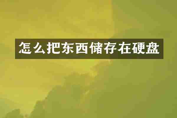 怎么把东西储存在硬盘