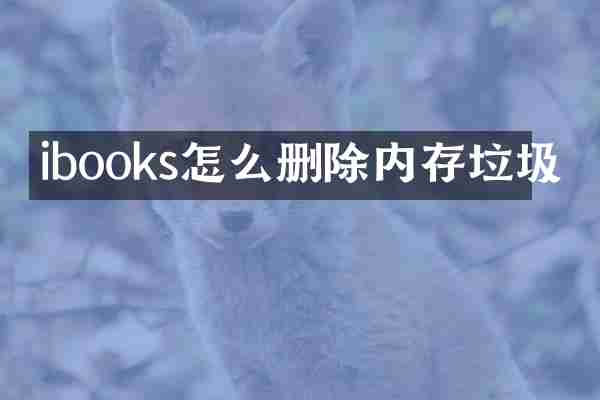 ibooks怎么删除内存垃圾