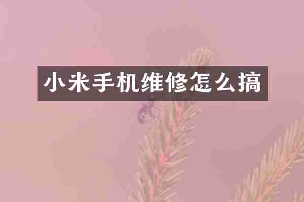小米手机维修怎么搞