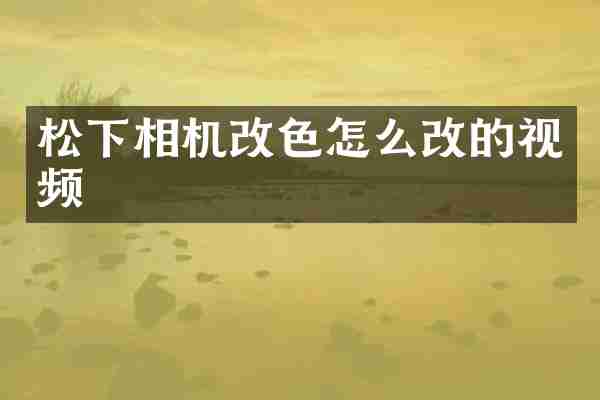 松下相机改色怎么改的视频