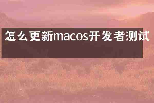 怎么更新macos开发者测试版