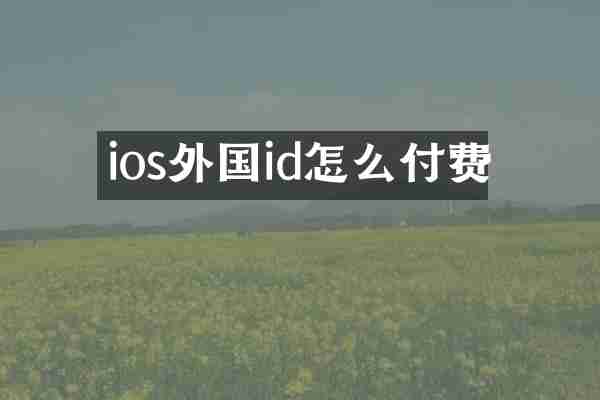 ios外国id怎么付费