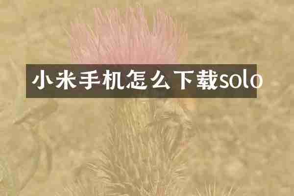 小米手机怎么下载solo