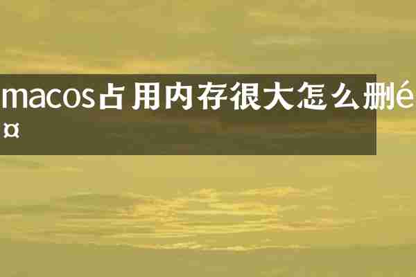 macos占用内存很大怎么删除