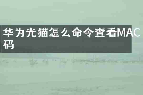 华为光猫怎么命令查看MAC码
