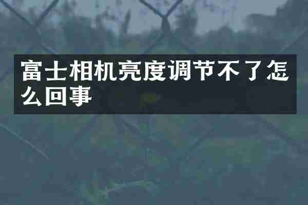 富士相机亮度调节不了怎么回事