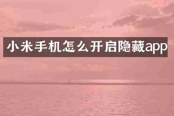 小米手机怎么开启隐藏app