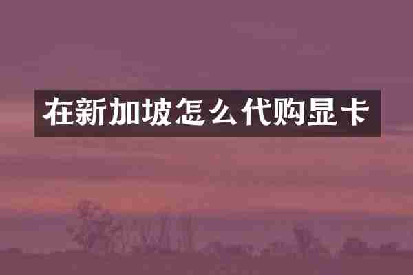 在新加坡怎么代购显卡