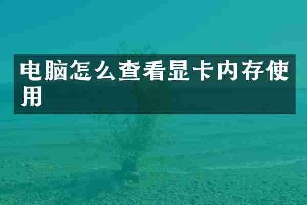 电脑怎么查看显卡内存使用
