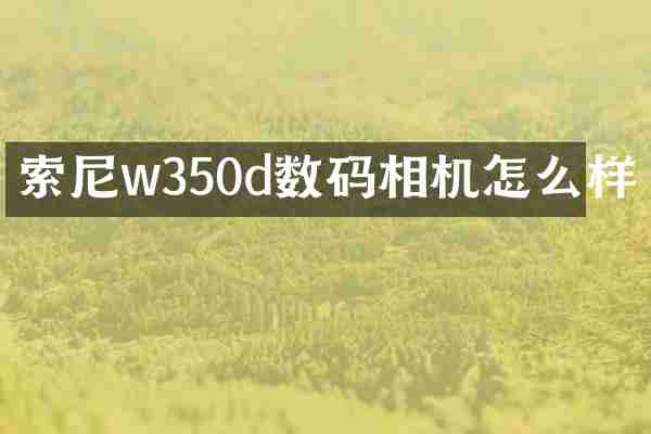 索尼w350d数码相机怎么样