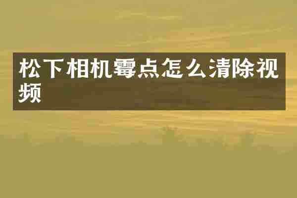 松下相机霉点怎么清除视频