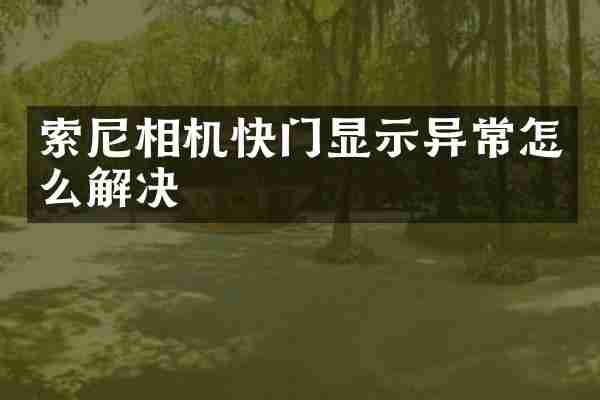 索尼相机快门显示异常怎么解决