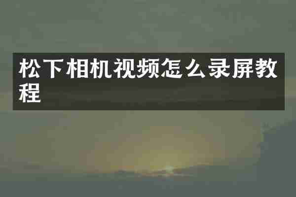 松下相机视频怎么录屏教程