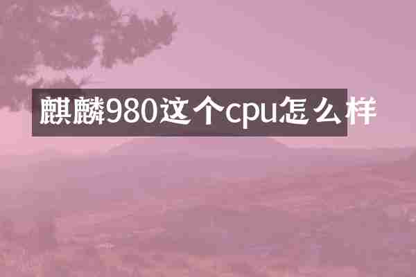 麒麟980这个cpu怎么样