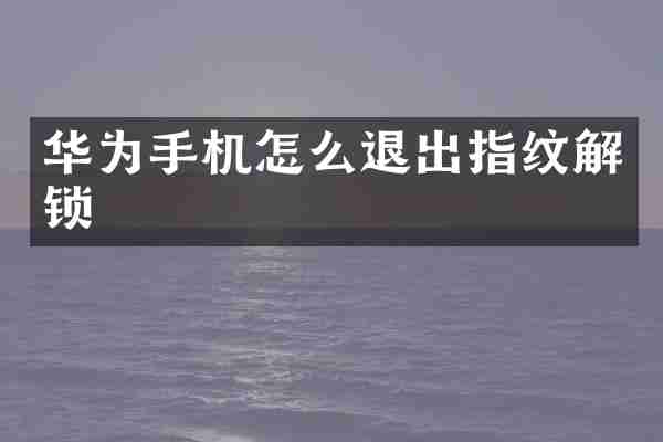 华为手机怎么退出指纹解锁