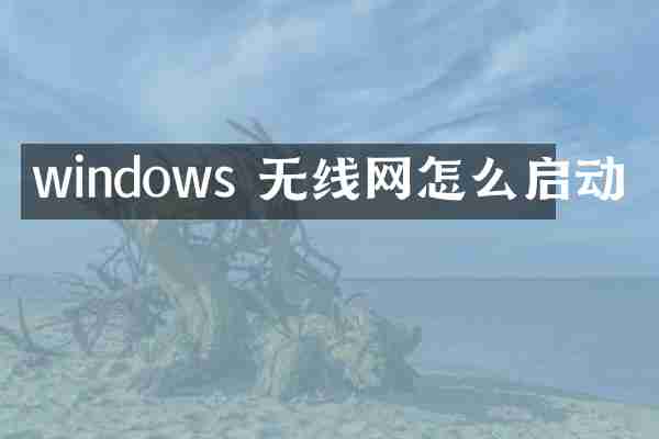 windows 无线网怎么启动