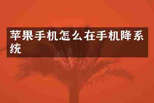 苹果手机怎么在手机降系统