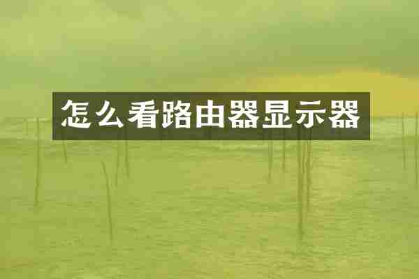 怎么看路由器显示器