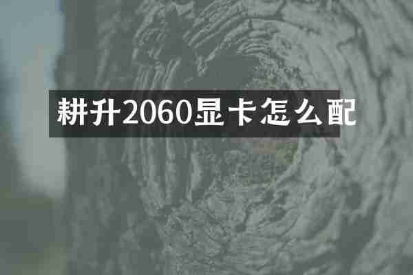 耕升2060显卡怎么配