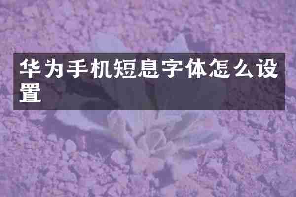华为手机短息字体怎么设置